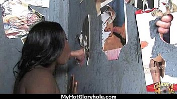 Ebony teen cleaning all the cocks at gloryhole
