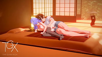 Anime hentai game gaming roxy sexy fucks with lots of sex in various positions blowjob