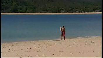 Jemstone sits on the beach getting a facial after riding a hard dick