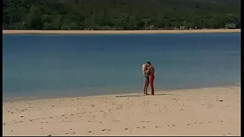 Jemstone sits on the beach getting a facial after riding a hard dick