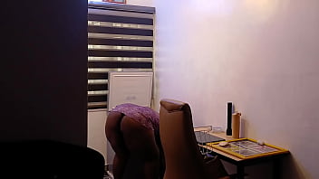 Domestic ebony fat ass babe bending over