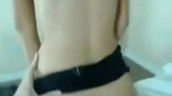 Skinny petite blonde gf with small tits fucks her bf on webcam