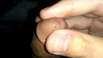 Hot latino glans massaging