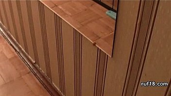 Skinny tight teen with big tits banged in her bathroom