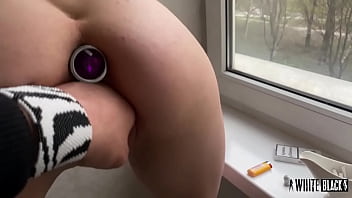 Submissive bdsm slut master trains for fisting in public