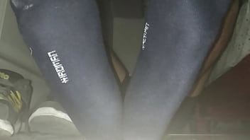 Gray Sneakers And Sweaty Foot In My Room With Jerk thumbnail