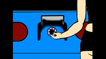 Black haired hottie sticks prosthetic in ass