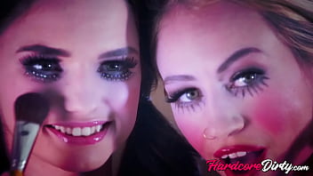 Adorable chick loves the feeling of seducing her friend and making her have a threesome with her