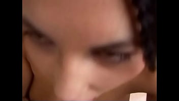 Hot brunette opens wide and takes long cock down her throat