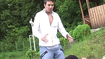 Big boobed blonde jasmine rouge fucking in an outdoor threesome