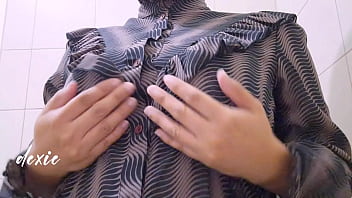 Pinay chubby big tits office break time playing her big natural tits