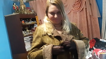 In everyday life she is a saleswoman in a local shop but today she plays the role of a licentious whore