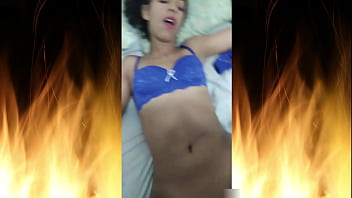 Beautiful brunette in blue lingerie