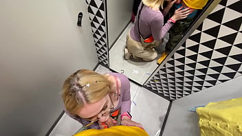 Getting a blowjob in the changing booth
