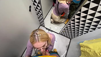 Getting a blowjob in the changing booth