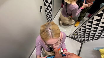 Getting a blowjob in the changing booth