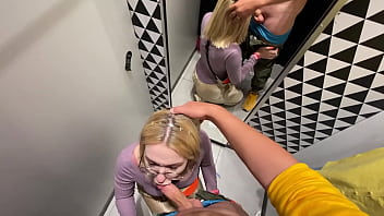 Getting a blowjob in the changing booth