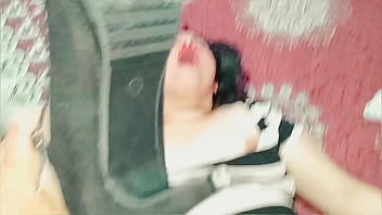 Cheating husband fucks the maid while she vacuums