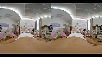 Slutty brunette girl gives massage and gets her pussy pounded happy ending 360 vr porn