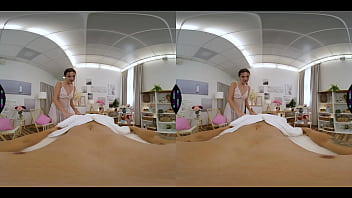 Slutty brunette girl gives massage and gets her pussy pounded happy ending 360 vr porn
