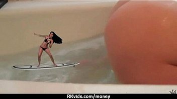 Stunning euro teen gets talked in to giving a blowjob for cash 27