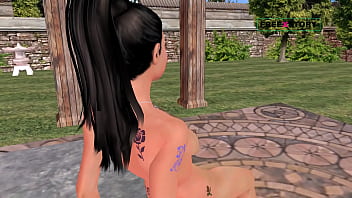 An animated 3d indian bhabhi cartoon girl giving sexy poses and masturbate using banana