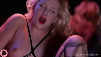 Busty samantha rone in body stocking fishnets plays with herself