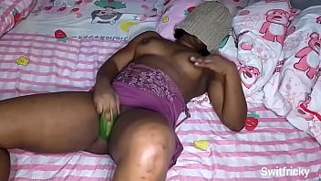 Fucking my horny pot with cucumber