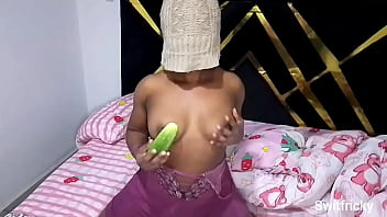 Fucking my horny pot with cucumber