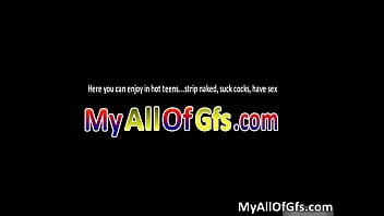 Horny brunette babe sucks stiff rod