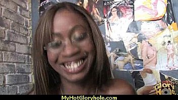 Ebony teen shows off her blowjob skills at gloryhole 17