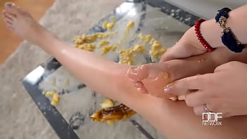 A fruity mashes banana with sexy toes