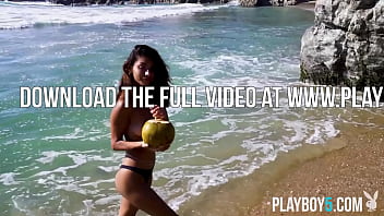 Teen model from mexico exposes her flawless petite body on a beach