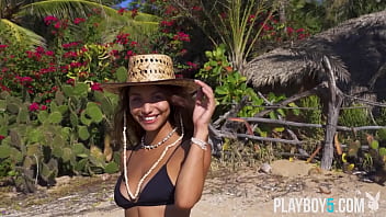 Teen model from mexico exposes her flawless petite body on a beach