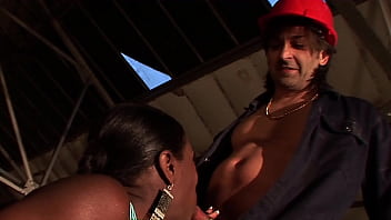 Black british beauty balls in a broken lift