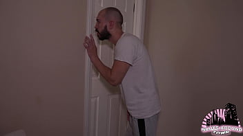 Ebony babe catches roommate spying