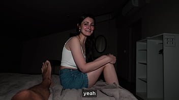 Step sis scared by thunder and comes to seek solace on step bro's cock