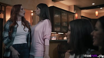 Lucky stud getting gangbang by horny hot milfs in their house