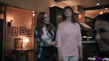 Lucky stud getting gangbang by horny hot milfs in their house