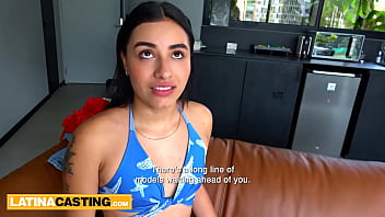 Huge ass teen colombian rides big white cock hard in real amateur casting