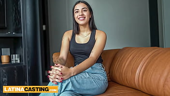 Huge ass teen colombian rides big white cock hard in real amateur casting