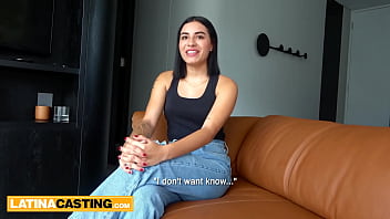 Huge ass teen colombian rides big white cock hard in real amateur casting