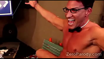 Gorgeous hotties get banged out by two hefty cocks in nerdy fuckparty