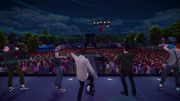 Two famous pop stars with a groupie