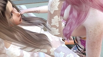 Lesbians strap on sex foursome