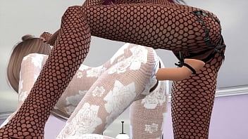 Lesbians strap on sex foursome