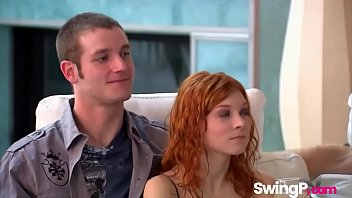 Freckles redhead slim chick sensual orgy party