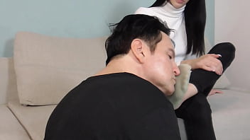 Sneaker licking sock sniffing foot smelling and foot licking of teenie jasmin