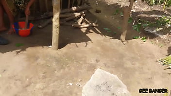 Village ameatur in the kitchen with two long dick