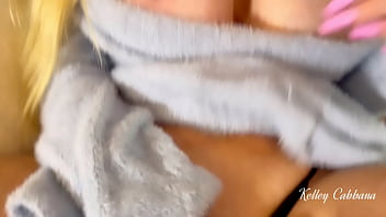 Hot milf shows off her naughty outfit and pussy before her date at the mall